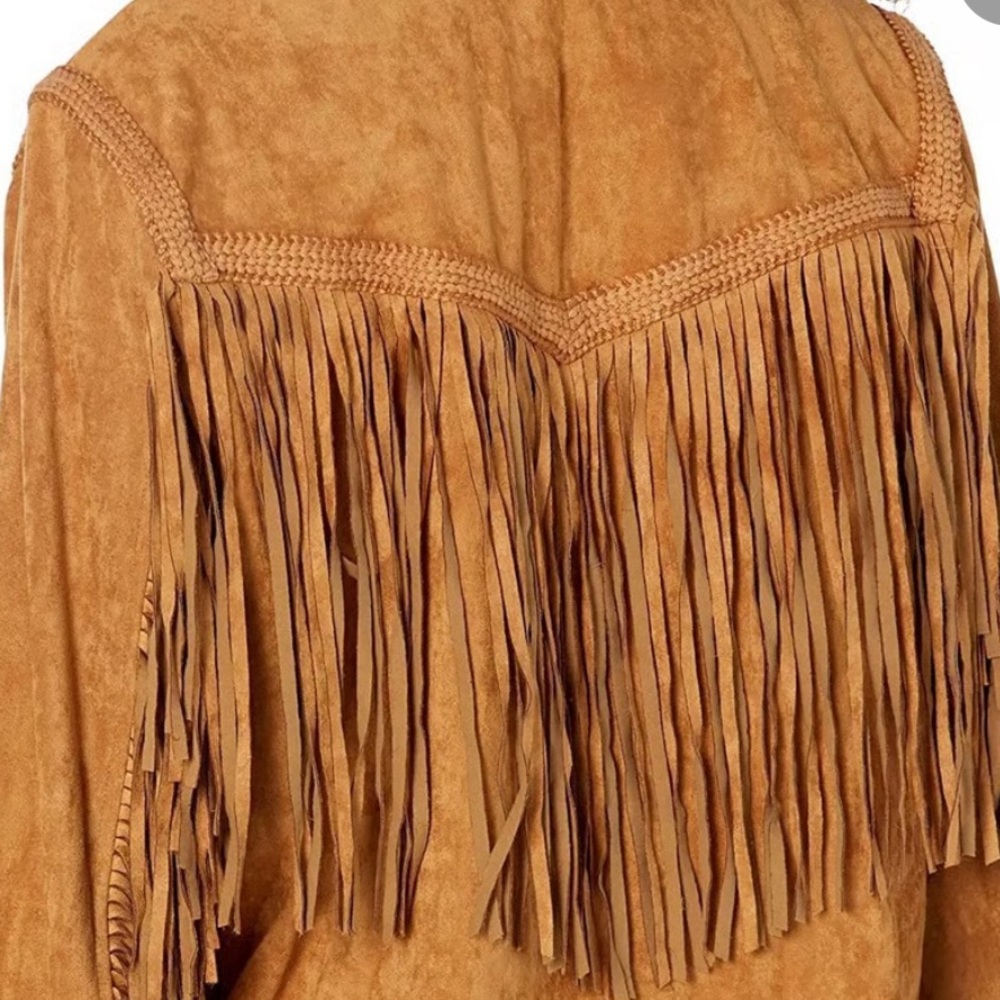 Miss Me Western Fringe Faux Suede Jacket Brown Large NWT - Picture 9 of 11